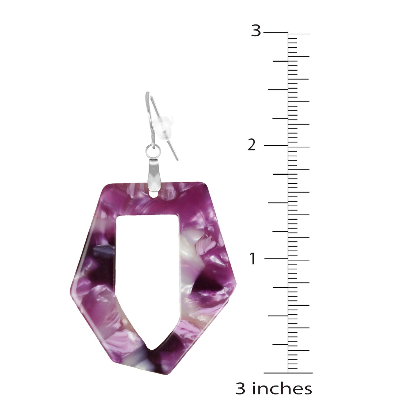 Vibrant Purple Acrylic Lightweight Statement Earrings, Hypoallergenic Platinum Ear Wires