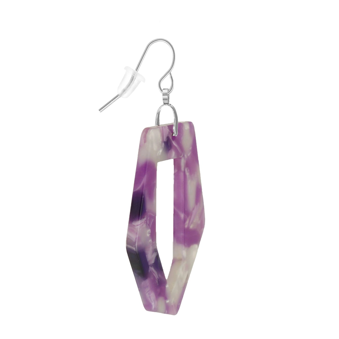 Vibrant Purple Acrylic Lightweight Statement Earrings, Hypoallergenic Platinum Ear Wires