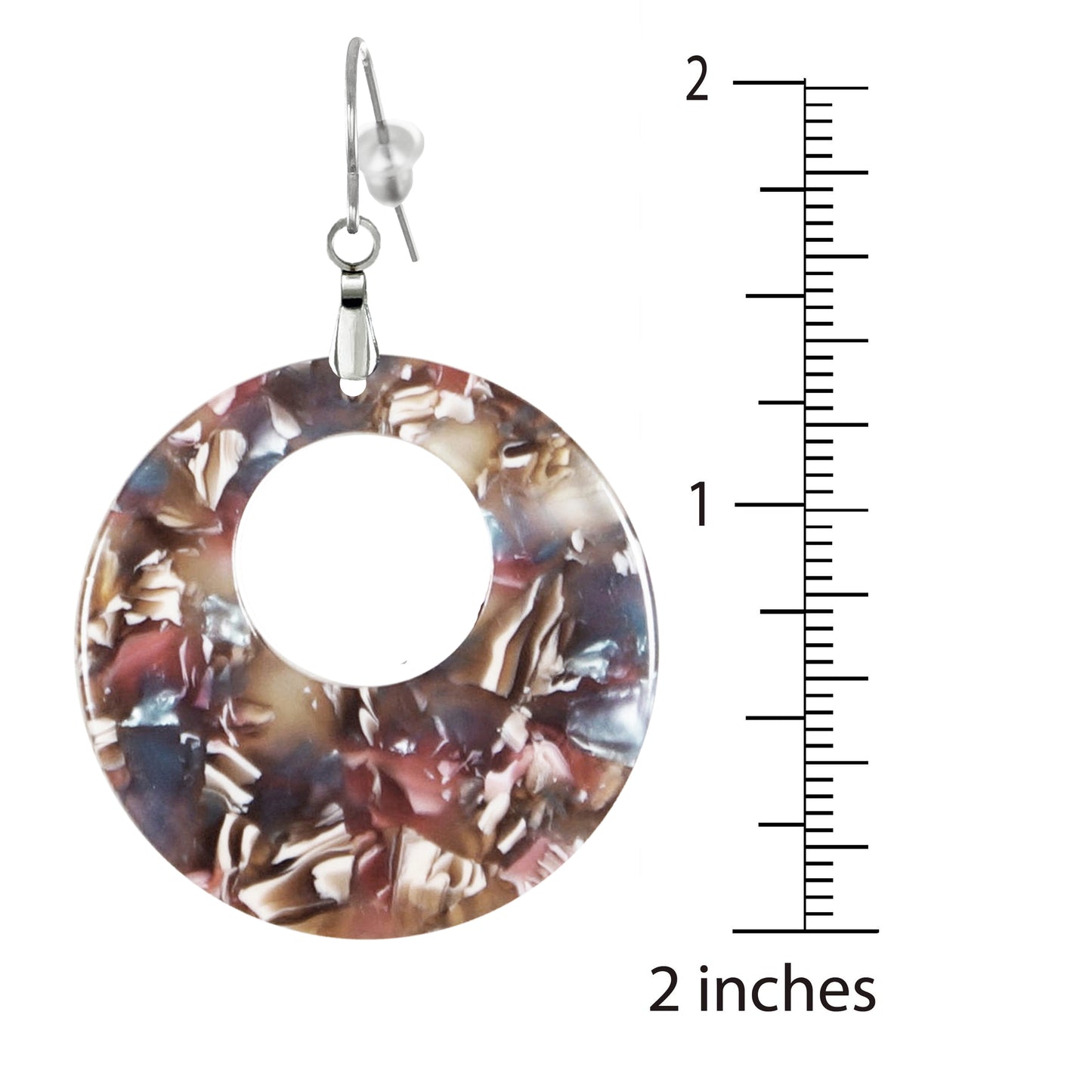 Lightweight Acrylic Boho Donut Statement Earrings, Platinum Ear Wires, Black or Red