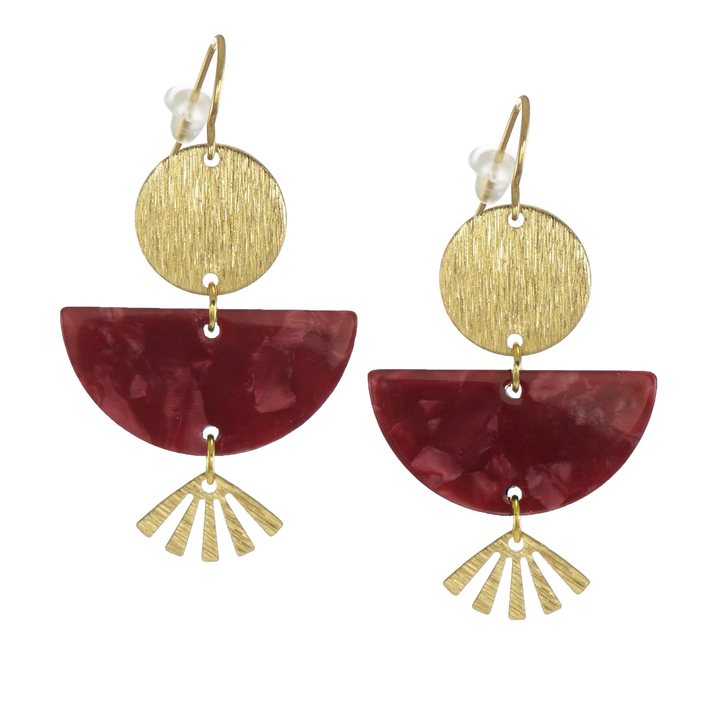 Multi Color Acrylic Boho Statement Earrings, 18K Gold Ear Wires, Color Choices