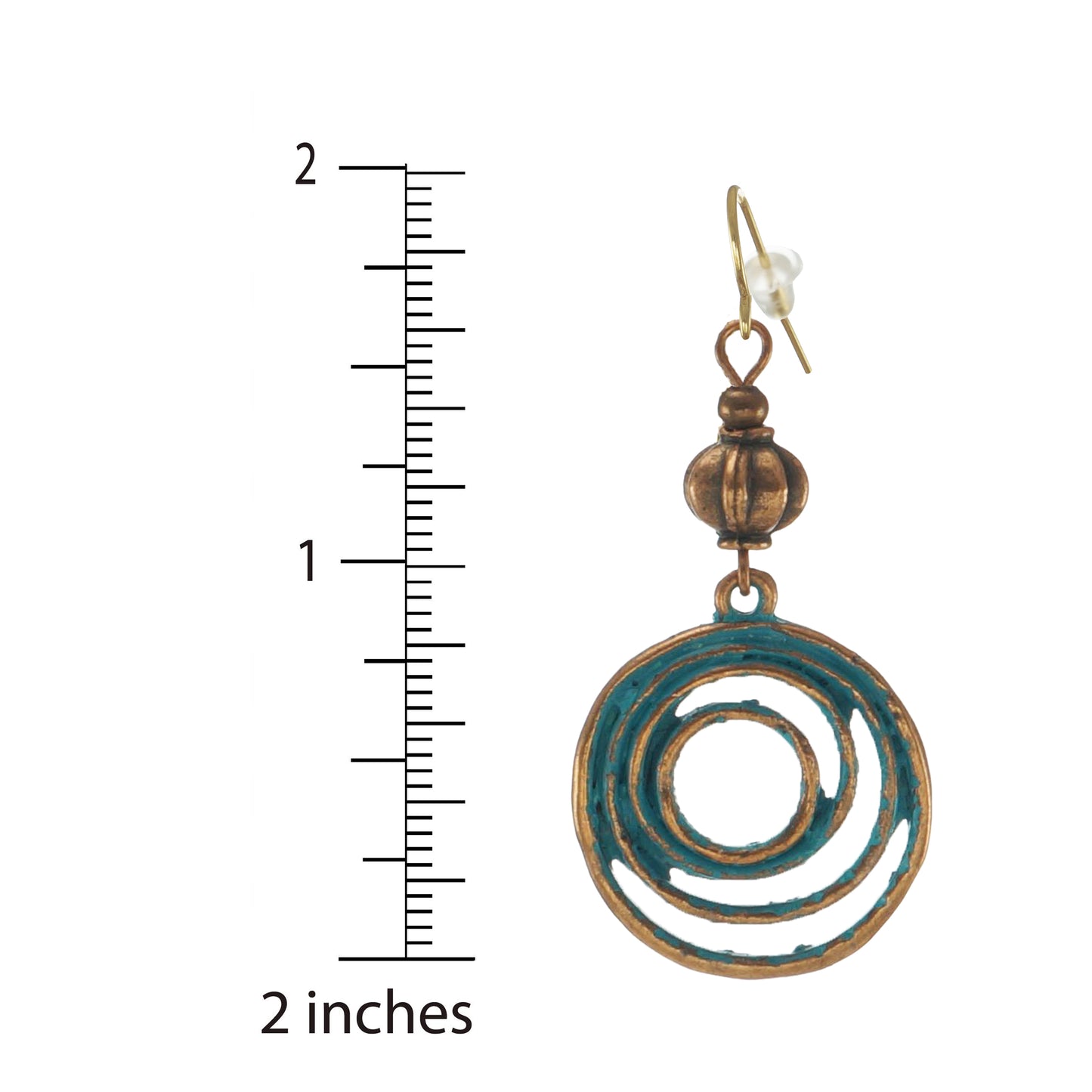 Rustic Copper Patina Hoop Beaded Earrings, 18K Gold Ear Wires
