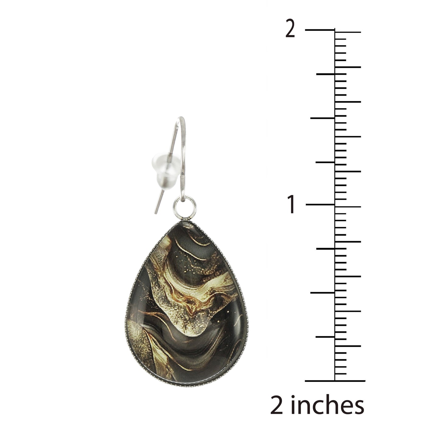 Intricate Brown & Gold Boho Teardrop Earrings, Hypoallergenic Platinum Ear Wires