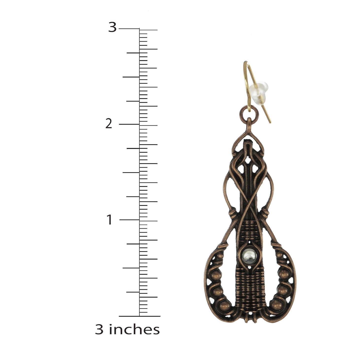 Beautiful Long Abstract Copper and Moonstone Boho Statement Dangle Earrings, 18K Gold Ear Wires