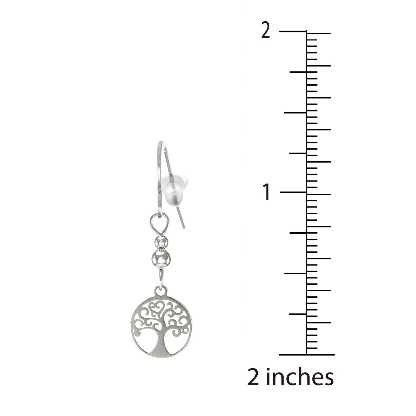 Cute Little Stainless Steel Tree of Life Earrings, Hypoallergenic Platinum Ear Wires