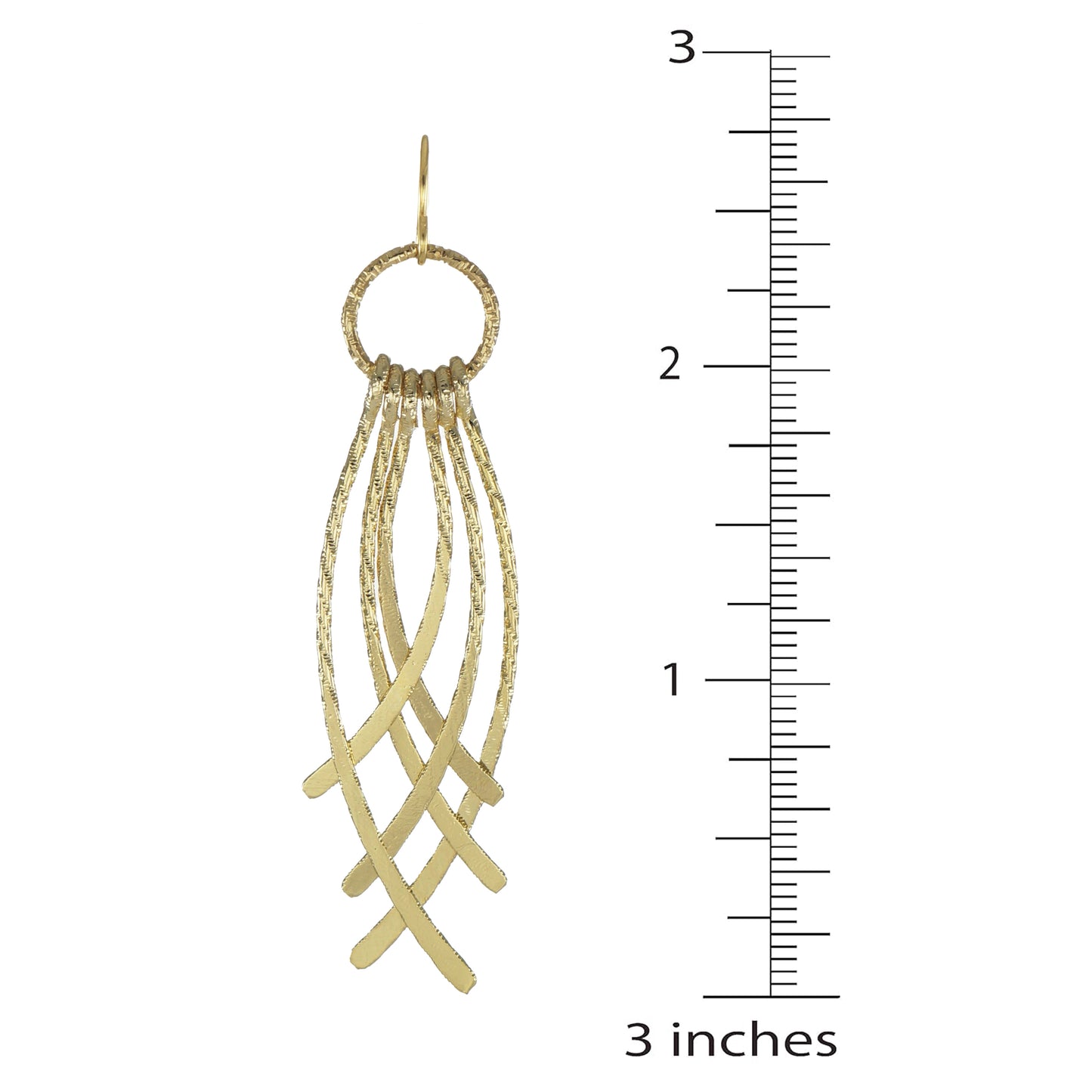Beautiful Long Gold Textured and Hammered Drop Boho Statement Dangle Earrings, 18K Ear Wires