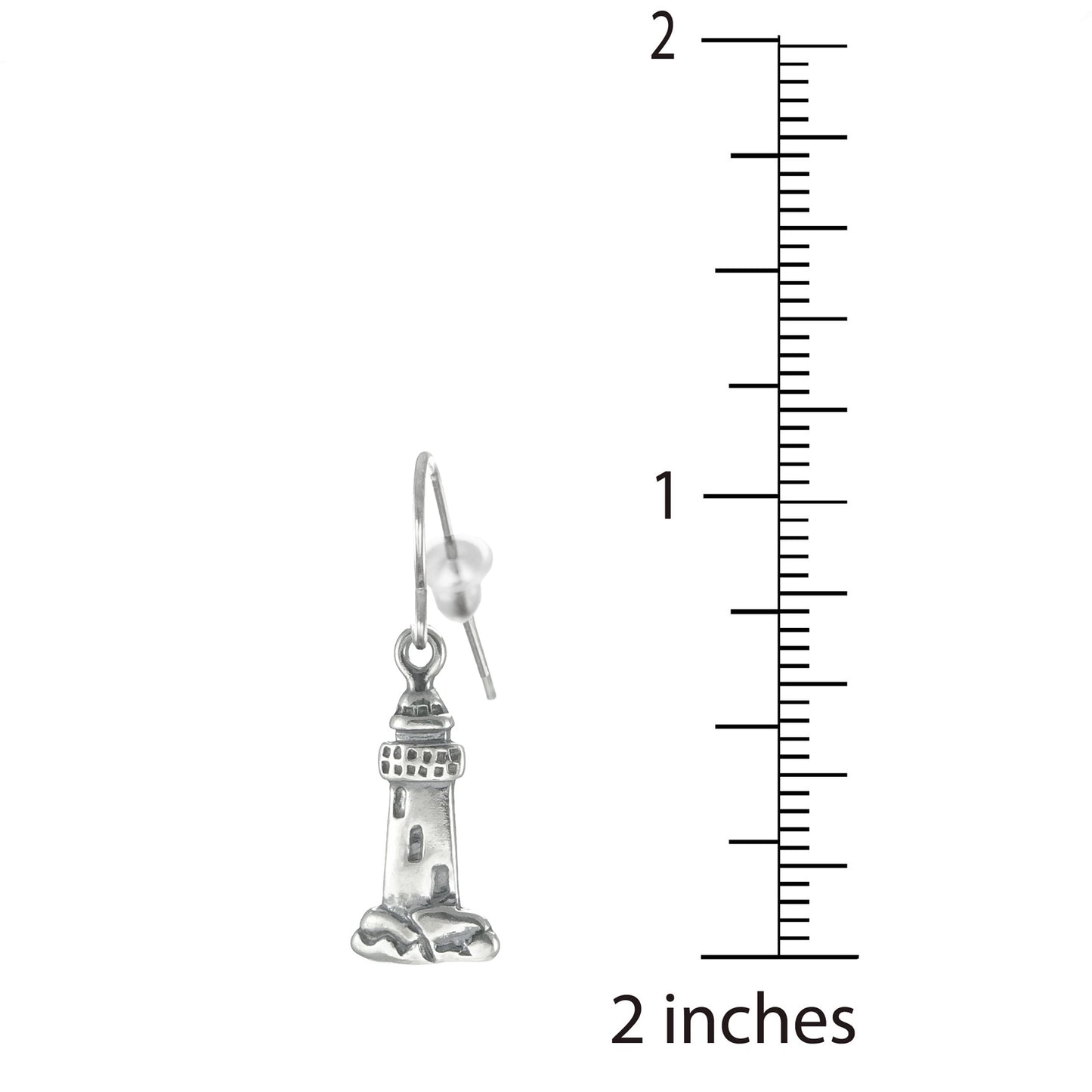 Small Sterling Silver Lighthouse Earrings, Hypoallergenic Platinum Ear Wires, Gift for Her