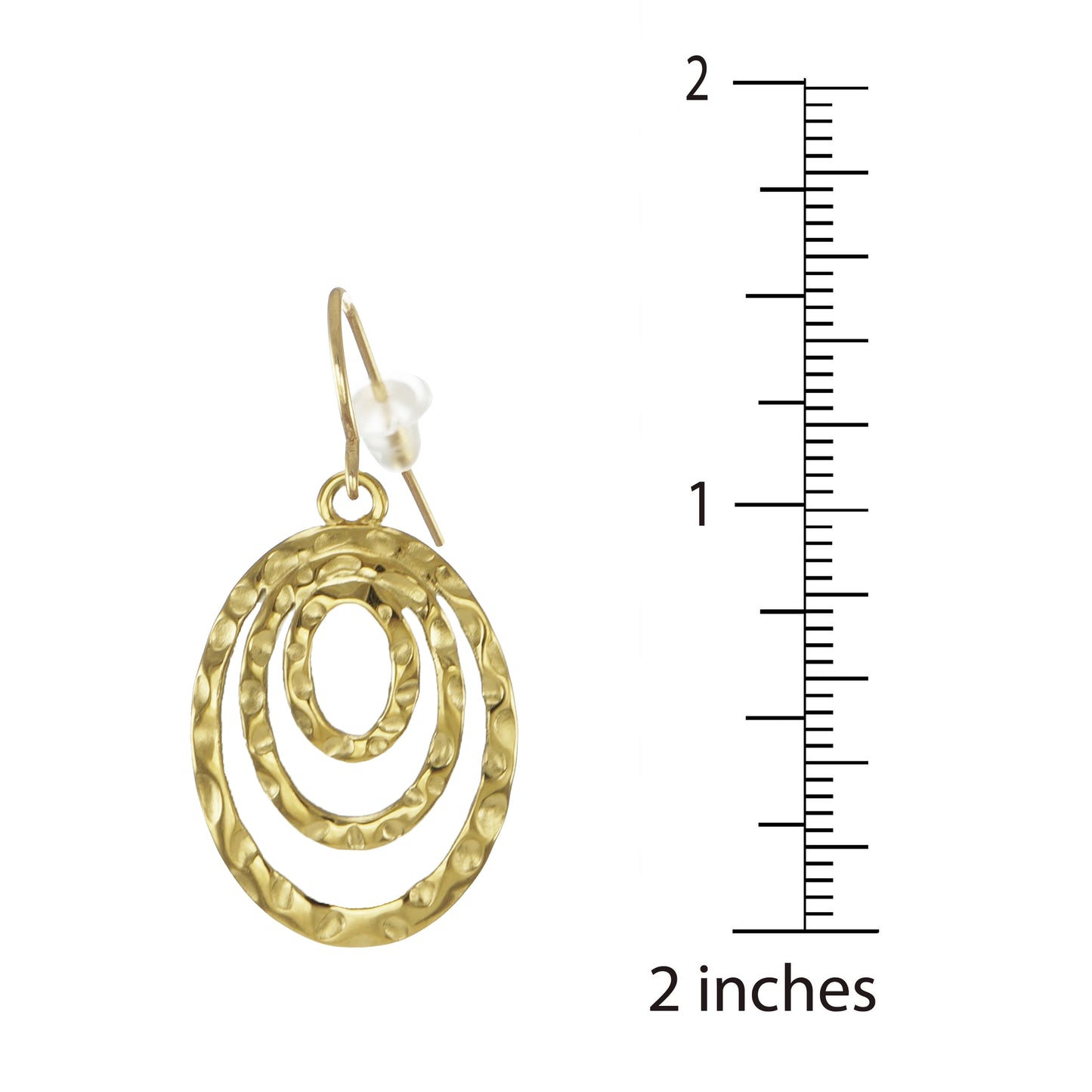 Gold or Silver Triple Hammered Hoop Minimalist Boho Dangle Earrings, Hypoallergenic Ear Wires