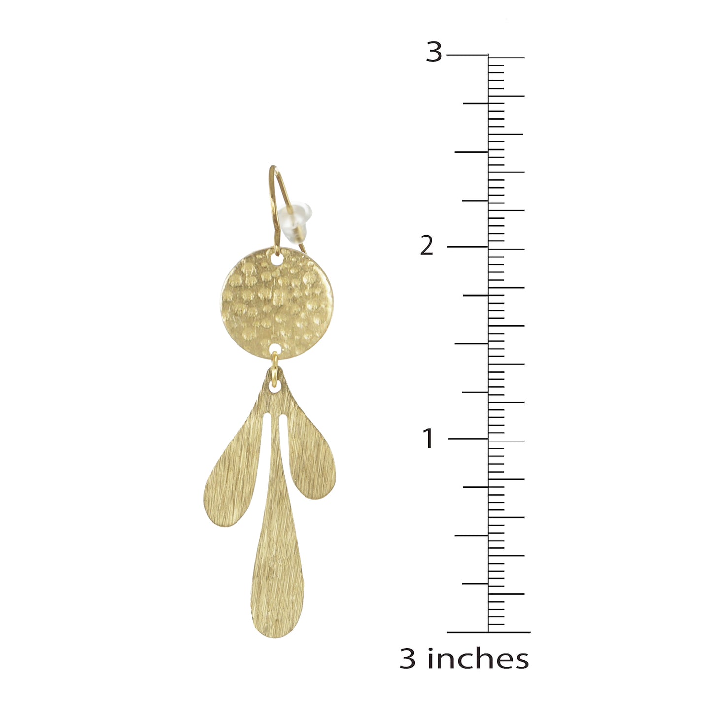 Brushed Gold Petals Dangle Earrings, 18K Gold Ear Wires