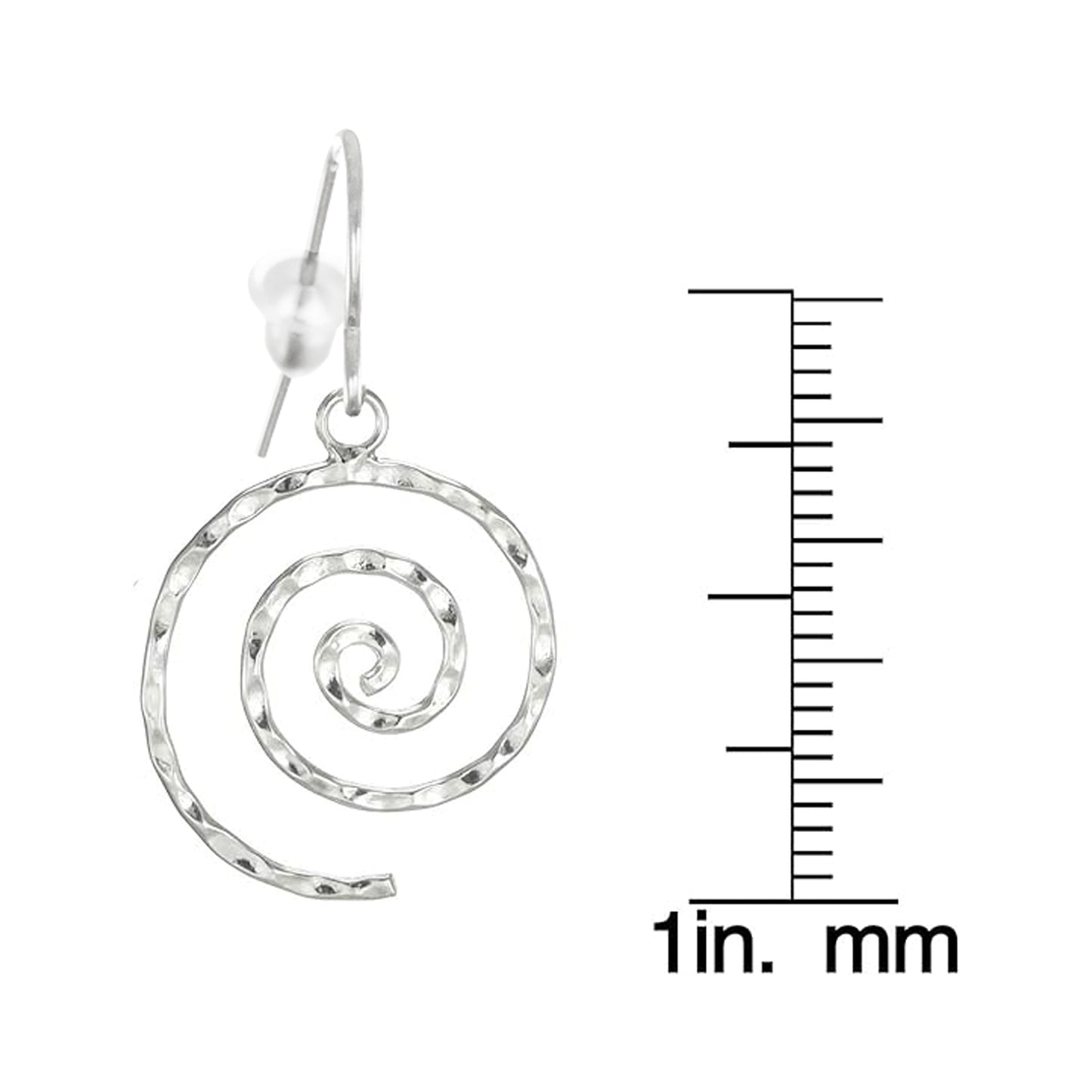 Pretty Everyday .925 Sterling Silver Lightweight Hammered Swirl Drop Dangle Earrings, Platinum Ear Wires