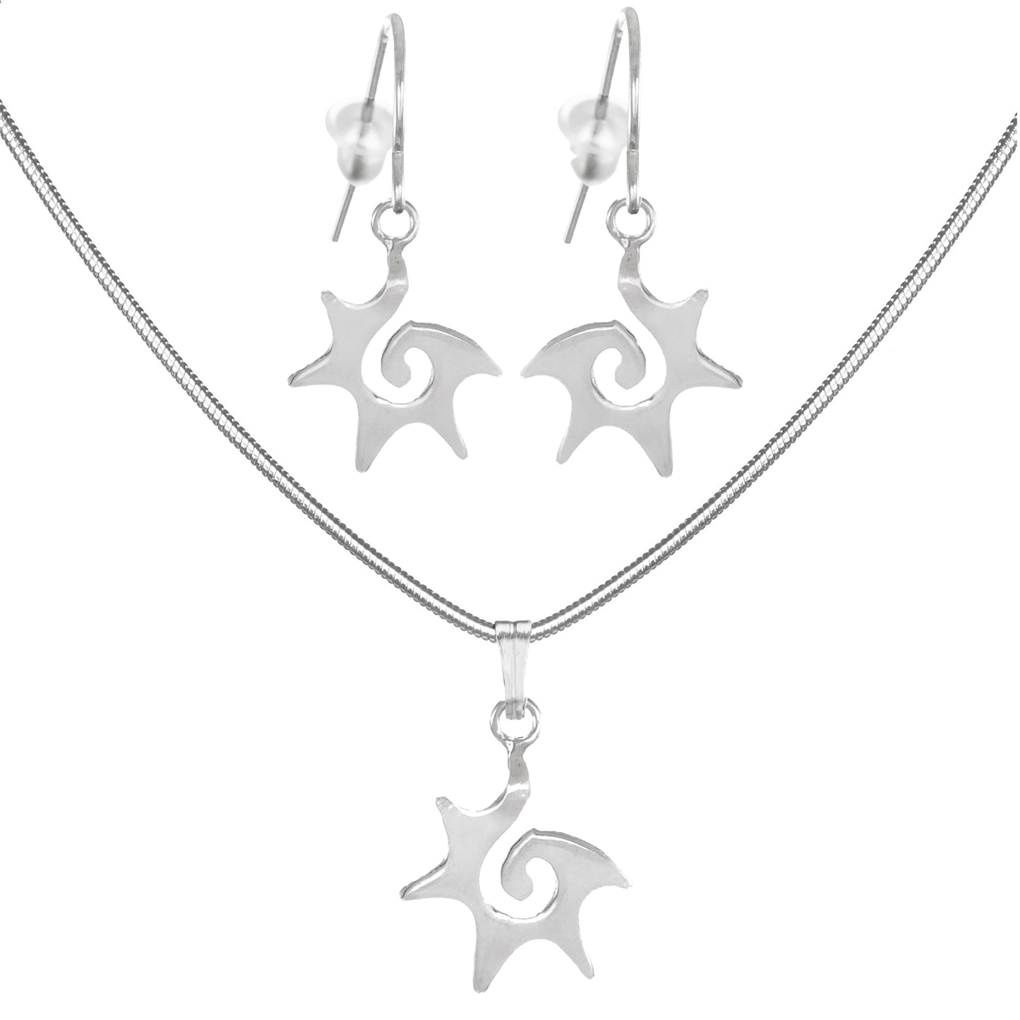 Dainty Celestial Sterling Silver Starburst, Stainless Steel Chain Necklace and Earring Set, Length Choices