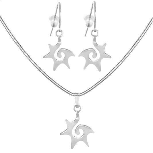Dainty Celestial Sterling Silver Starburst, Stainless Steel Chain Necklace and Earring Set, Length Choices