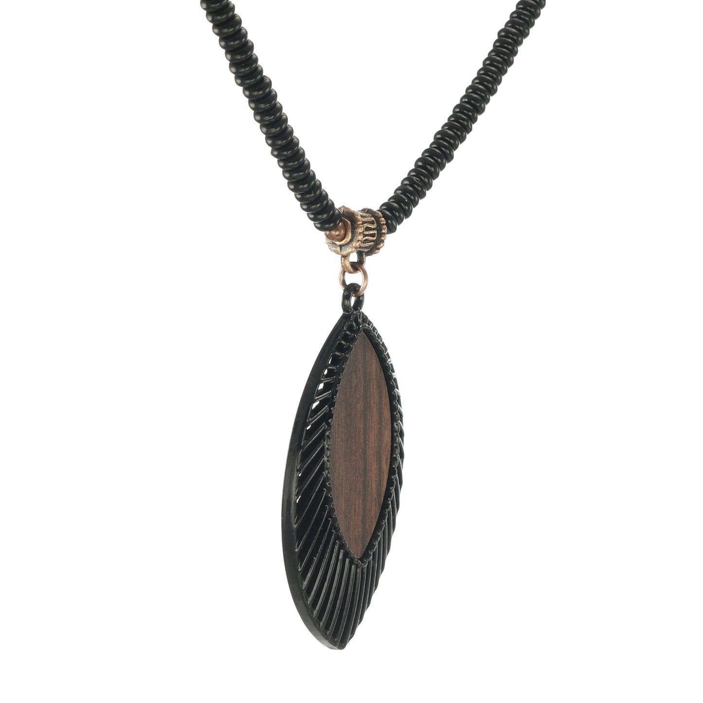 Unique Black Diamond Shape Pendant with Black Glass Statement Necklace, Length Choice