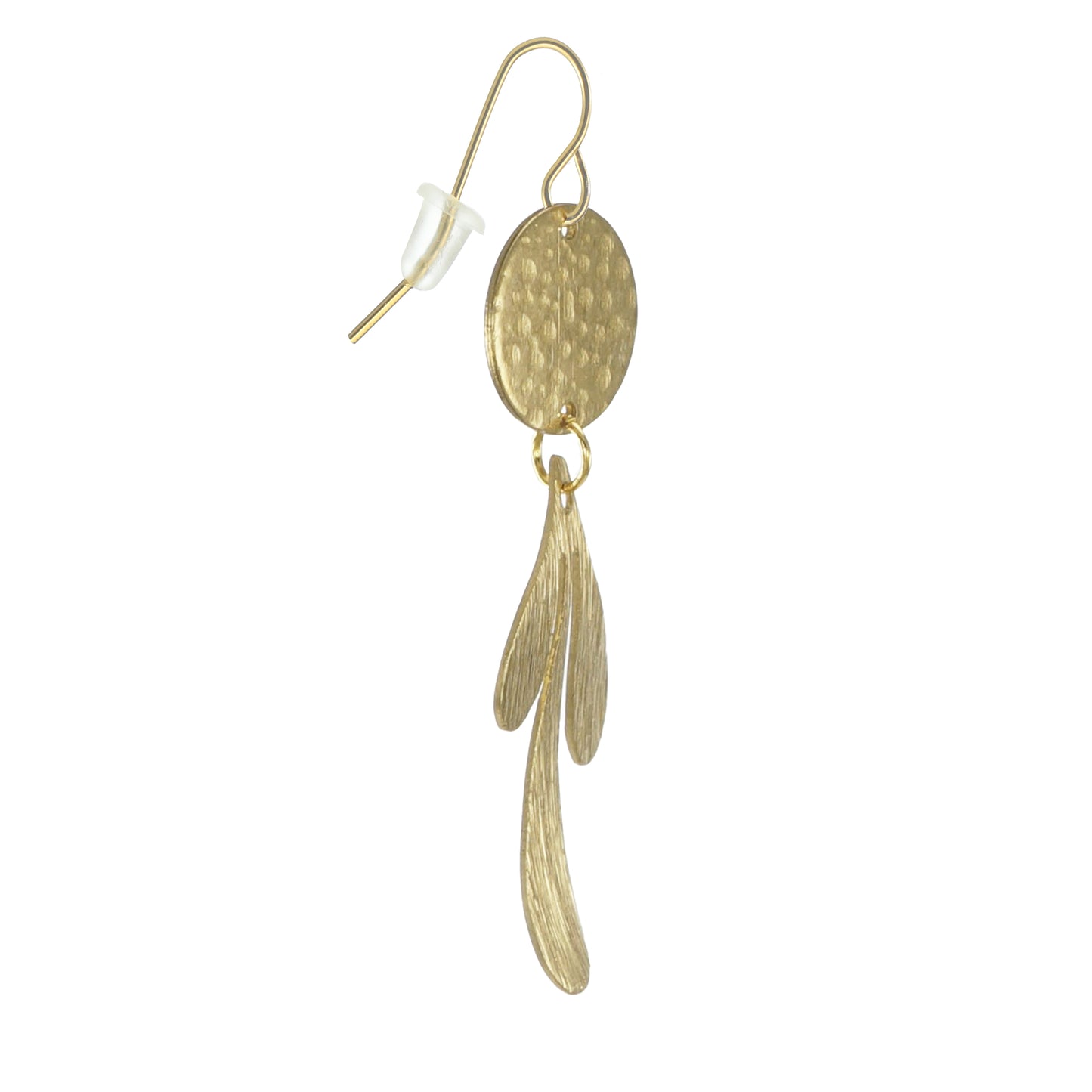 Brushed Gold Petals Dangle Earrings, 18K Gold Ear Wires