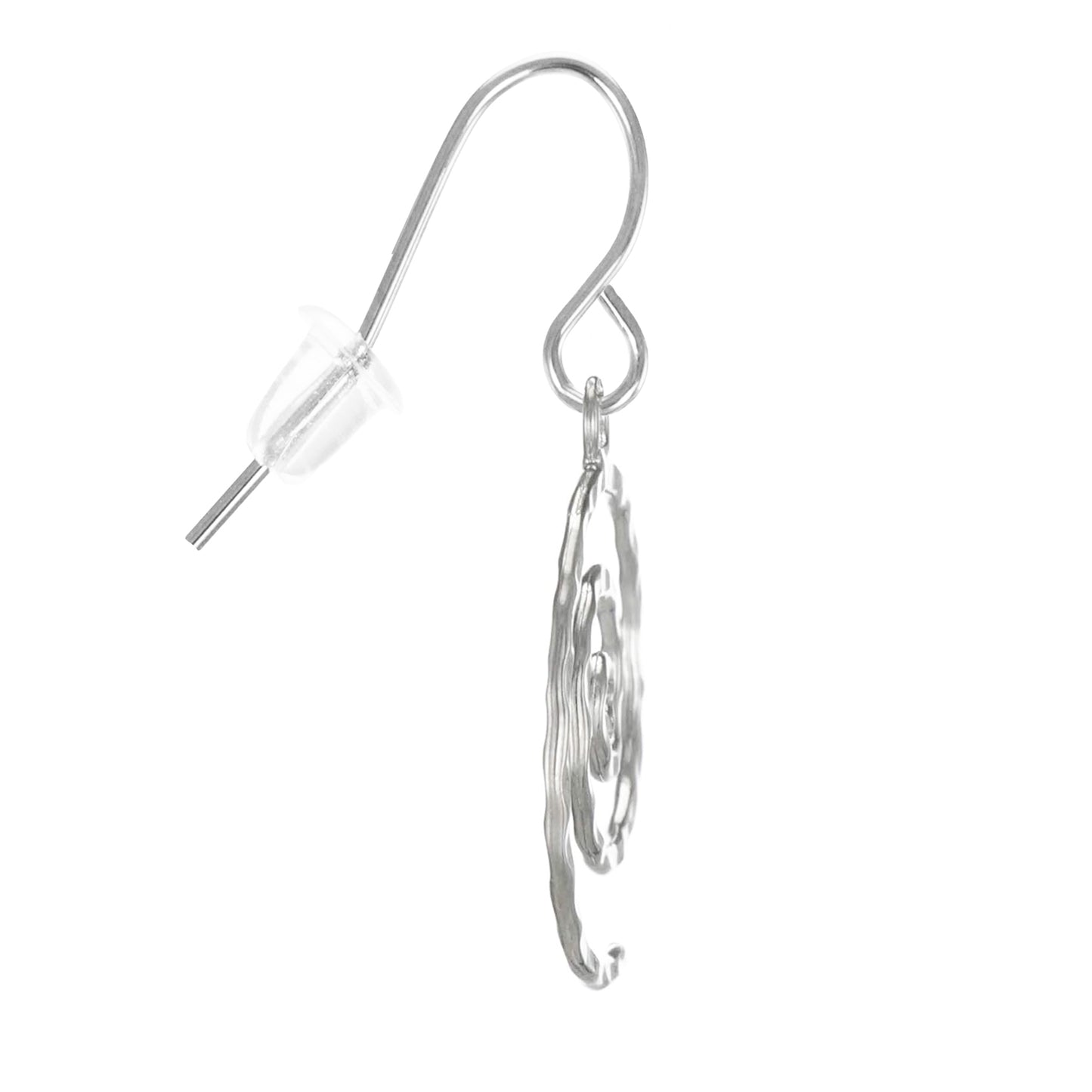 Pretty Everyday .925 Sterling Silver Lightweight Hammered Swirl Drop Dangle Earrings, Platinum Ear Wires