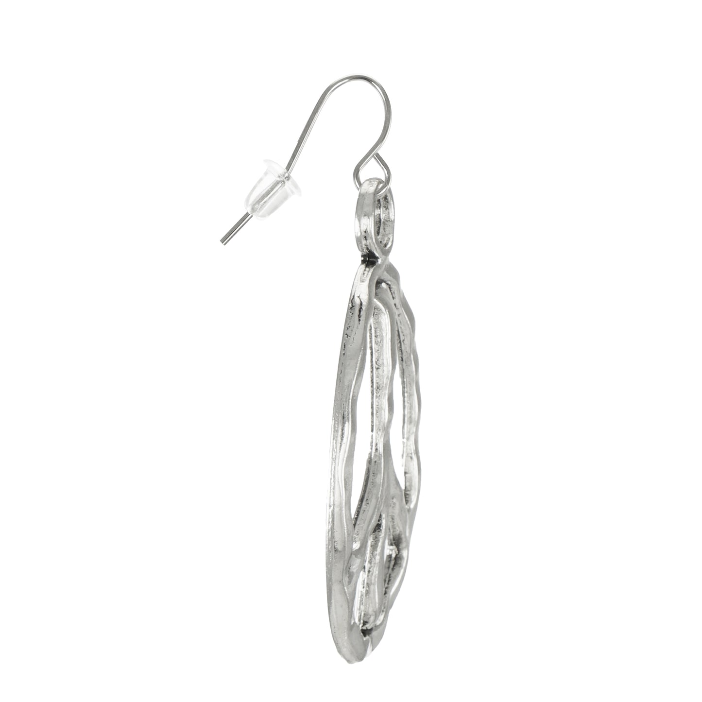 Beautiful Large Modern Shiny Hammered Pewter Peace Sign Statement Dangle Earrings, Platinum Ear Wires