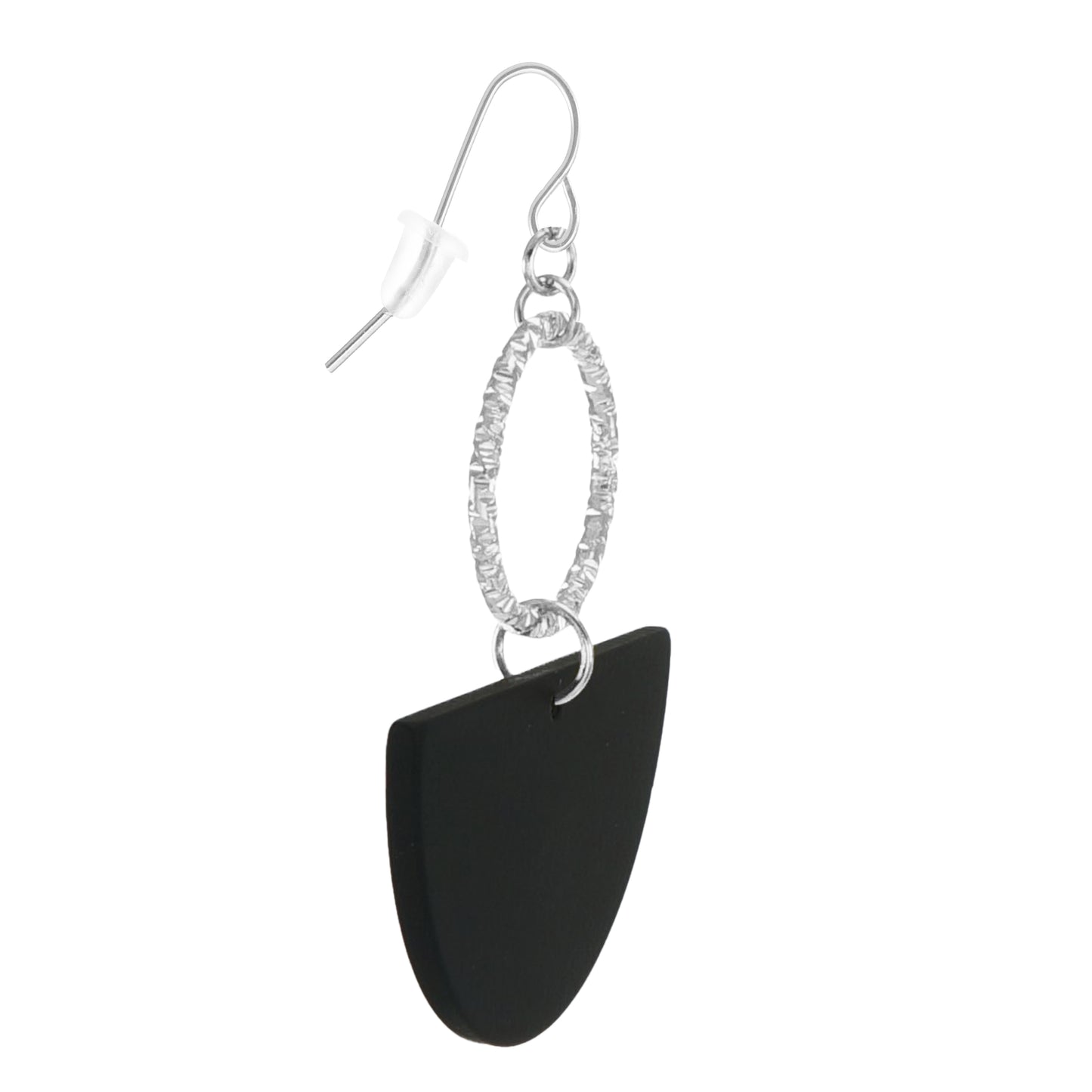 Gold or Silver & Black Acrylic Boho Statement Earrings Hypoallergenic Ear Wires, Gift for Her