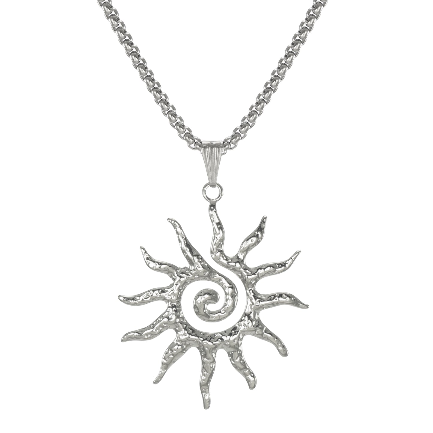 Unisex Stainless Steel Boho Sun God Necklace, Gold or Silver Sun, 18 or 20 inch