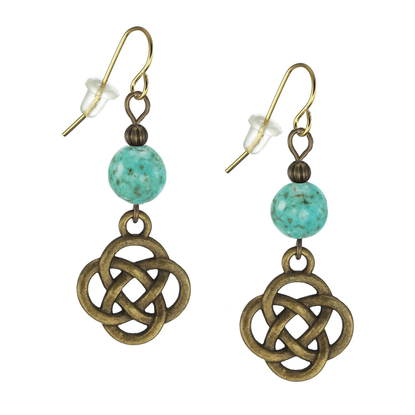 Antique Gold Celtic Knot Beaded Earrings, Color Choices, 18K Gold Ear Wires