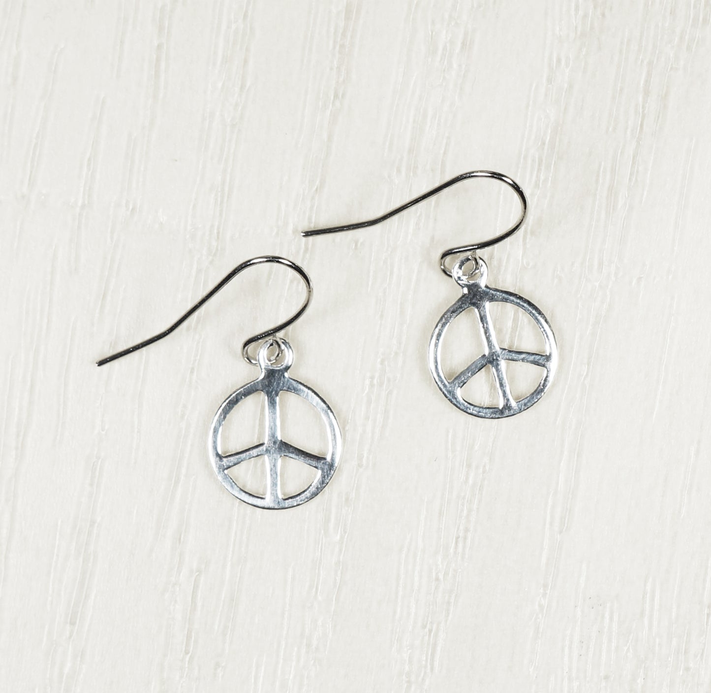 Dainty Small Sterling Silver Peace Earrings, Hypoallergenic Platinum Ear Wires