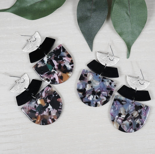 Multi Rainbow Color Lightweight Boho Statement Earrings, Platinum Ear Wires, Color Choice