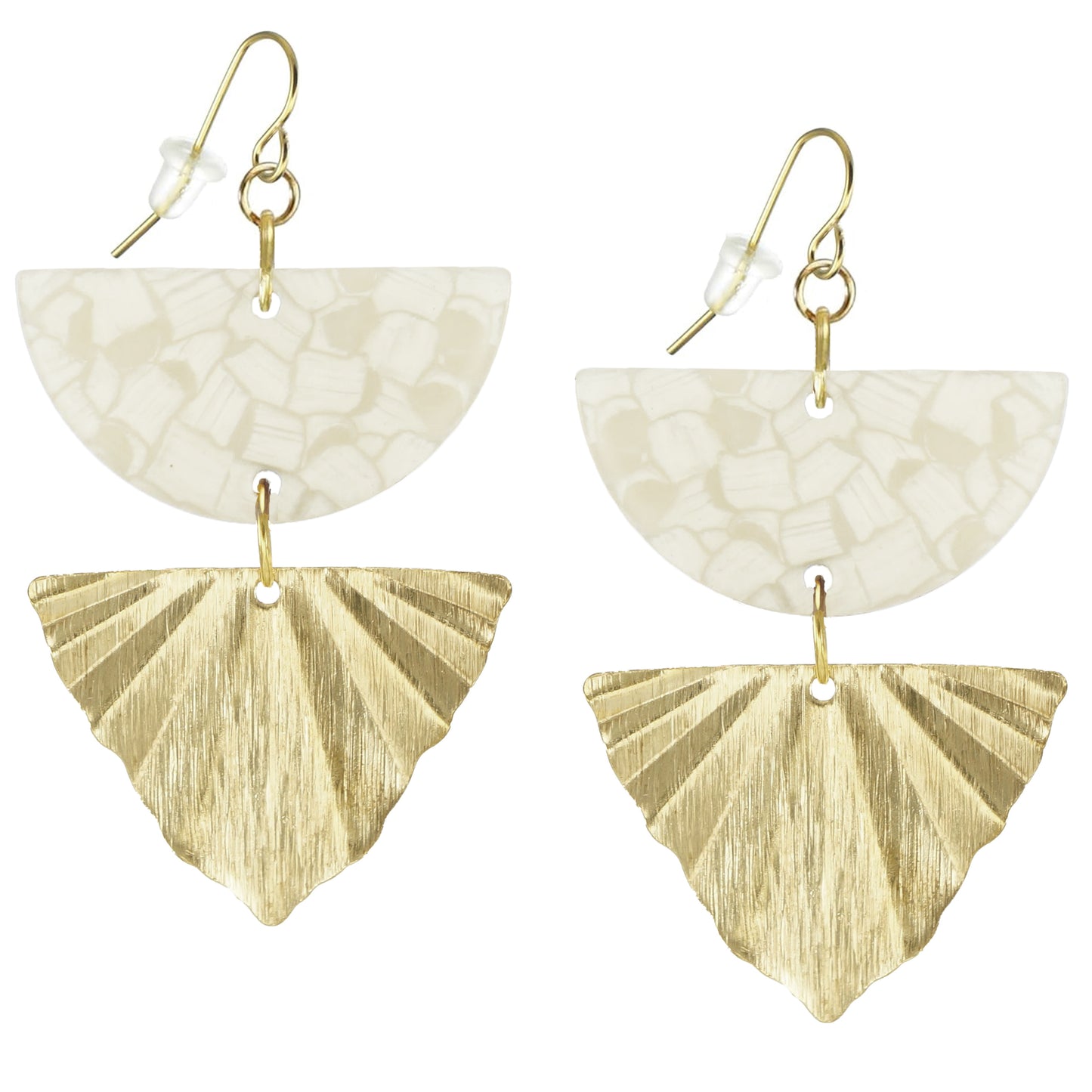 Colorful Acrylic& Brushed Gold Boho Statement Earrings, 18K Gold Ear Wires, Color Choice