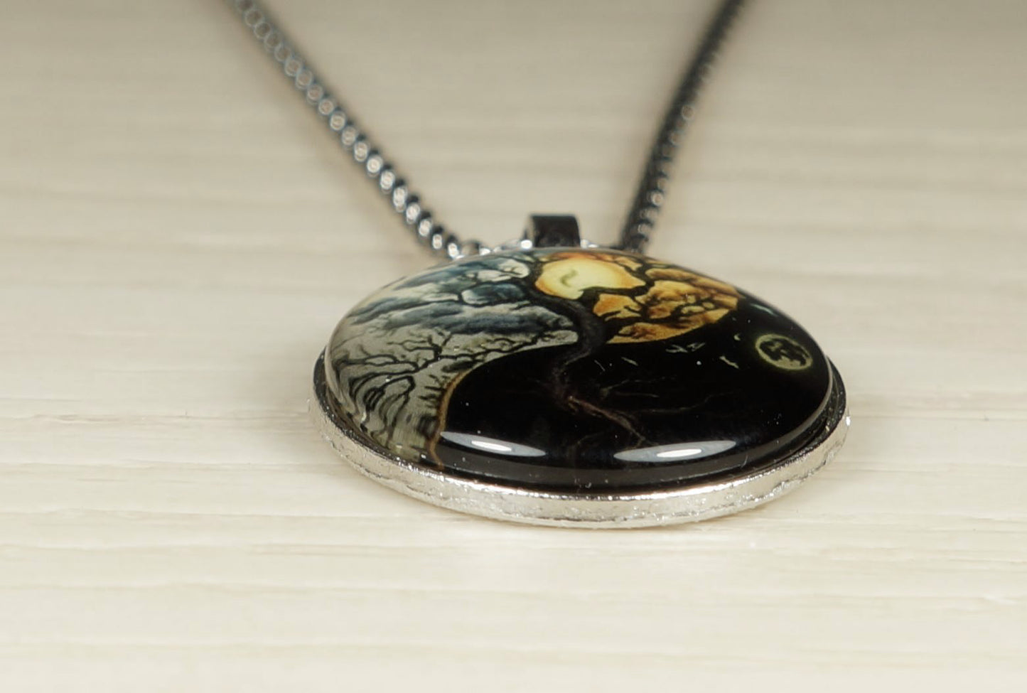 Intricate Highly Detailed Yin Yang Tree of Life Pendant on Solid Stainless Steel Rope Chain, 20 Inch, Unisex Gift